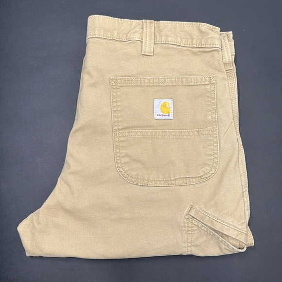 Carhartt Canvas Carpenter Pants 38x30 Men’s Tan Workwear Relaxed Fit - Picture 8 of 8